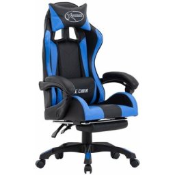 Vidaxl - Fauteuil de jeux vidéo avec repose-pied Bleu et noir Similicuir Bleu et noir