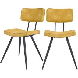 Chaise en cuir synthétique (lot de 2) - Texas - Jaune