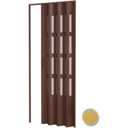 Pinto - Porte accordéons pliante intérieur en kit avec verre en pvc mod. Sonia Frêne 82x210 cm