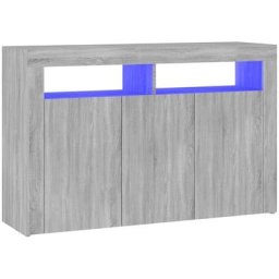 Buffet avec lumières LED Sonoma gris 115,5x30x75 cm