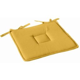 Homemaison - Galette plate unie en coton passepoil et nouettes Jaune 40 x 40 cm - Jaune