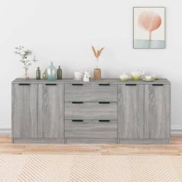 Lot de 3 Buffets Bahut | Meubles de rangement Commode Sonoma gris Bois d'ingénierie BV425154