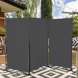 Paravent Mur d'Espagne Vestiaire extensible 360° jardin Séparateur de pièce 3 pièces Anthracite