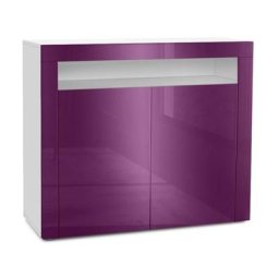 Commode Buffet Armoire Valencia en Blanc mat - haute brillance et tons naturels - Mûre haute
