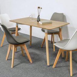 Bathrins - Ensemble à manger 1 table en bois et 4 chaises (Gris foncé)Style Scandinave