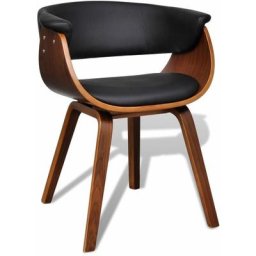 Chaise de salle à manger Bois courbé et similicuir Vidaxl noir et marron foncé