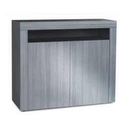 Commode Armoire Dressoir Crédence Valencia Noir, haute brillance & tons naturels - Avola-Anthracite