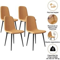 Chaises Salle à Manger Scandinaves Lot de 4 Chaises de Cuisine, Rétro Rembourrée Chaise de Salle de