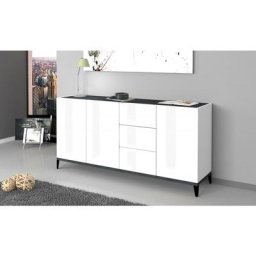 Buffet moderne à 3 portes et 3 tiroirs, Made in Italy, Buffet de cuisine surélevé, Buffet design de