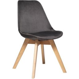 Atmosphera - Chaise ""Baya"" en velours gris créateur d'intérieur - Gris galet