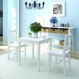 Lot Table et Chaises Moderne Ensemble de salle à manger trois pièces Pinède Blanc FR8385