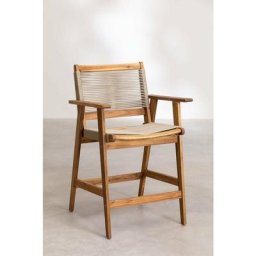 Sklum - Lot de 2 Tabourets de Jardin Hauts avec Dossier en Bois (65 cm) Tenay Brun Blé - Brun Blé