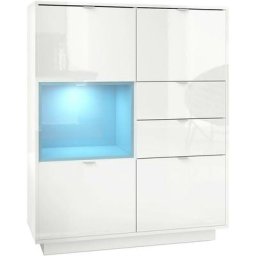 Vladon - Buffet haut Metro Commode Dressoir Crédence Blanc haut brillance insert coloré - Insertion