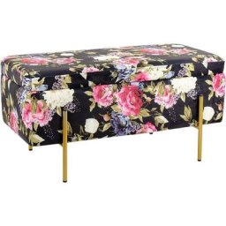 Coffre Pliant, Banc de Rangement, Pouf Repose-Pieds Velours Couleur Mesures 80X40X40 cm – Noir et