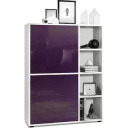 Buffet haut Armoire Cabinet Commode Cuba Blanc mat - haute brillance - Portes en Mûre laqué haute