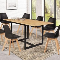 Table à manger extensible detroit 6-8 personnes 80-160 cm design industriel - Bois-clair