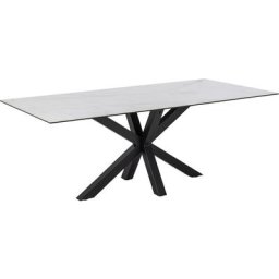 Table de salle à manger rectangulaire en céramique L200 - neiva - Blanc marbre
