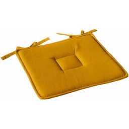 Homemaison - Galette plate unie en coton passepoil et nouettes Moutarde 40 x 40 cm - Moutarde