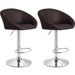 Lot de 2 tabourets de bar Miami V2 similicuir marron