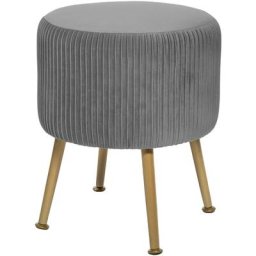 Tabouret Velours Gris Solaro Atmosphera créateur d'intérieur - Gris