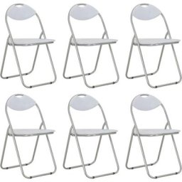 Chaises pliantes à manger lot de 6 blanc similicuir Vidaxl Blanc