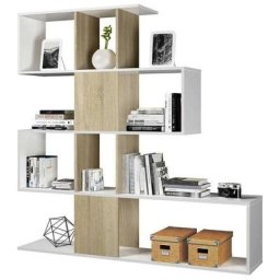 Miroytengo - Bibliothèque moderne ou bibliothèque en forme de zigzag en chêne canadien et blanc