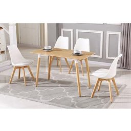 Bathrins - Ensemble à manger 1 table en bois et 4 chaises (blanc)Style Scandinave