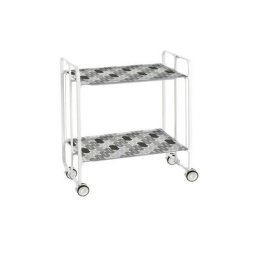 Don Hierro - Table roulante pliante bauhaus châssis blanc, 2 plateaux - 88