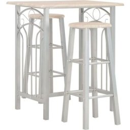 Ensemble Table de bar + 2 Chaises de bar - Table Haute avec 2 Tabourets Bois et acier BV336975
