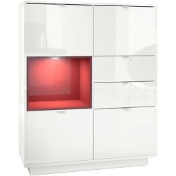 Vladon - Buffet haut Metro Commode Dressoir Crédence Blanc haut brillance insert coloré - Insertion