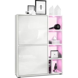Buffet haut Armoire Cabinet Commode Cuba Blanc mat - haute brillance - Portes en Blanc laqué haute
