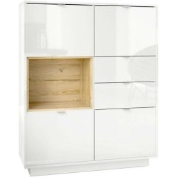 Vladon Buffet haut Metro Commode Dressoir Crédence Blanc haut brillance insert coloré - Insertion
