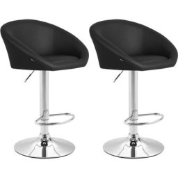 Lot de 2 tabourets de bar Miami V2 similicuir noir