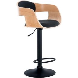 CLP - Tabouret de bar Kingston avec Coque en bois Support en métal nature/noir Tissu