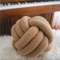 Oreiller décoratif boule de nœud beige - Coussins bouclés de grande taille pour chambre à coucher,