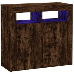 Buffet avec lumières led Chêne fumé 80x35x75 cm Vidaxl Chêne fumé