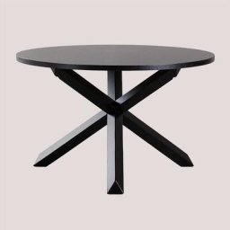 Table ronde en mdf et bois (Ø120 cm) Mieren Sklum Noir uni Noir uni