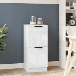 Buffet Bahut | Meuble de rangement Commode Blanc brillant 30x30x70 cm Bois d'ingénierie 68675
