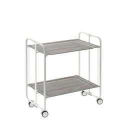 DON HIERRO - Table roulante pliante BAUHAUS châssis blanc, 2 plateaux - Frêne