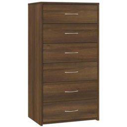 Buffet avec 6 tiroirs Chêne brun 50x34x96 cm Bois d'ingénierie Vidaxl Chêne marron