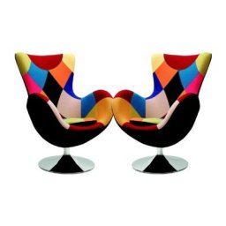 Lot de 2 fauteuils patchwork 76 x 75 x 95 cm - Multicolore - Multicolore