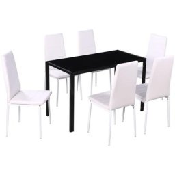 Ensemble de table à manger sept pièces noir et blanc Vidaxl Noir et blanc