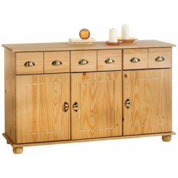 Buffet colmar commode bahut vaisselier meuble bas rangement avec 3 tiroirs et 3 portes, en pin