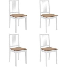 Chaises à manger avec coussins lot de 4 blanc bois solide Vidaxl white and cream
