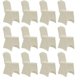 Housses élastiques de chaise Crème 12 pcs vidaXL - Crème