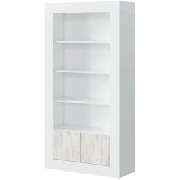 Lúzete - tagère à 2 portes neus - Blanco Velho et Blanco Artik