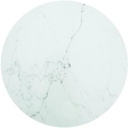 Dessus de table Blanc Ø80x1 cm Verre trempé et design de marbre Vidaxl White