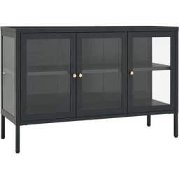 Buffet Anthracite 105x35x70 cm Acier et verre vidaXL - Anthracite