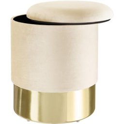Pouf coffre de rangement aspect velours SARINA - tabouret bas, tabouret design, petit tabouret