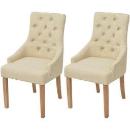 Chaises à manger lot de 2 crème tissu Vidaxl Crème
